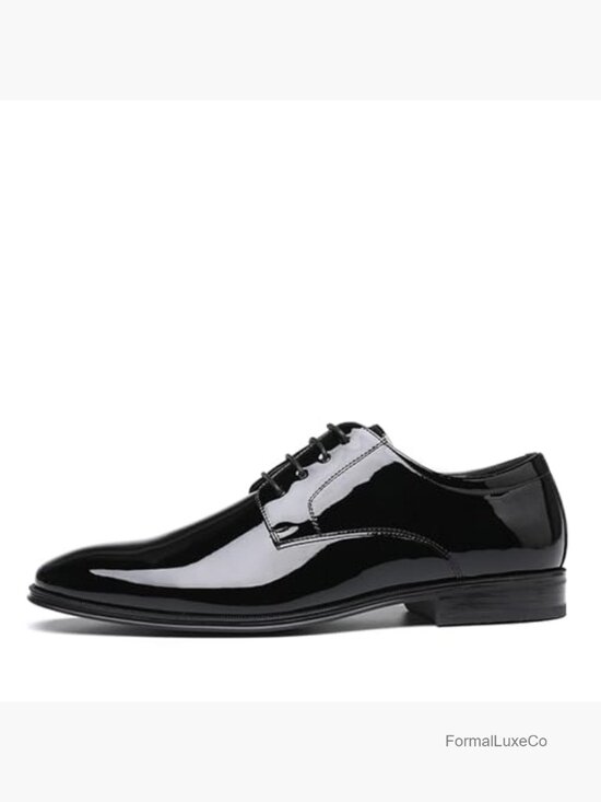 Classic Patent Leather Oxford Dress Shoes Lace-Up Formal
